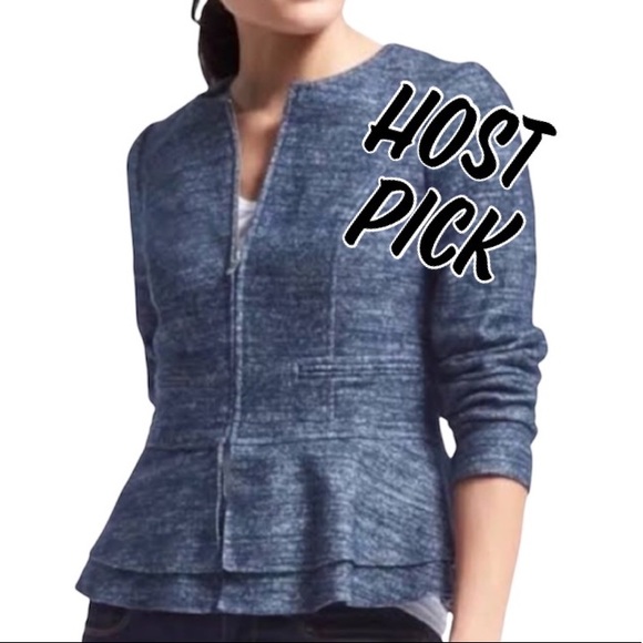 Banana Republic Jackets & Blazers - NWOT Banana Republic Blue Space Dye Peplum Jacket